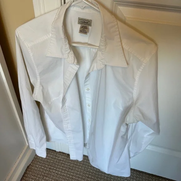 ll bean white dress shirt L.L. Bean Wrinkle Resistant Off White Mens Dress Shirt XL